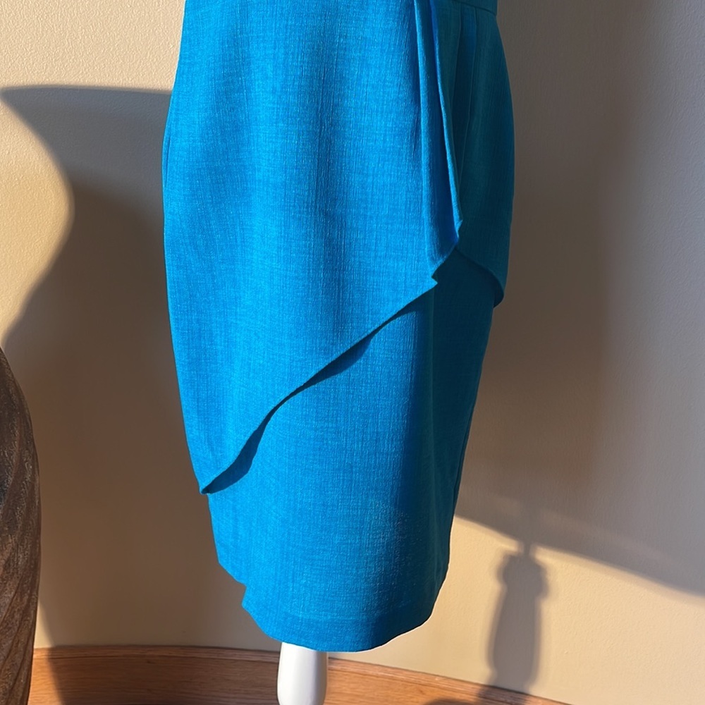 EVAN-PICONE NWOT SHEATH TEAL BLUE 100% POLYESTER, LINEN LOOK, CASUAL DRESS SZ 6 - Picture 5 of 15